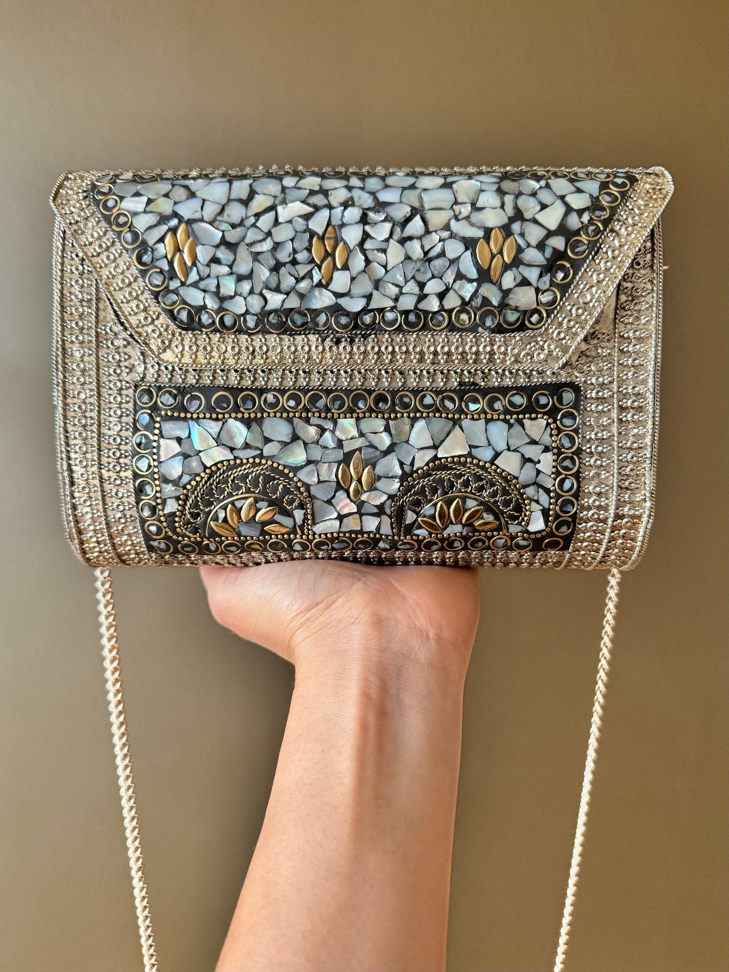 Mosaic Clutch, Antique Purse | Metal Clutch | Indian Handmade Sling Bag | Vintage Style Purse | Handmade Clutch, Ethnic, Fusion, Classy