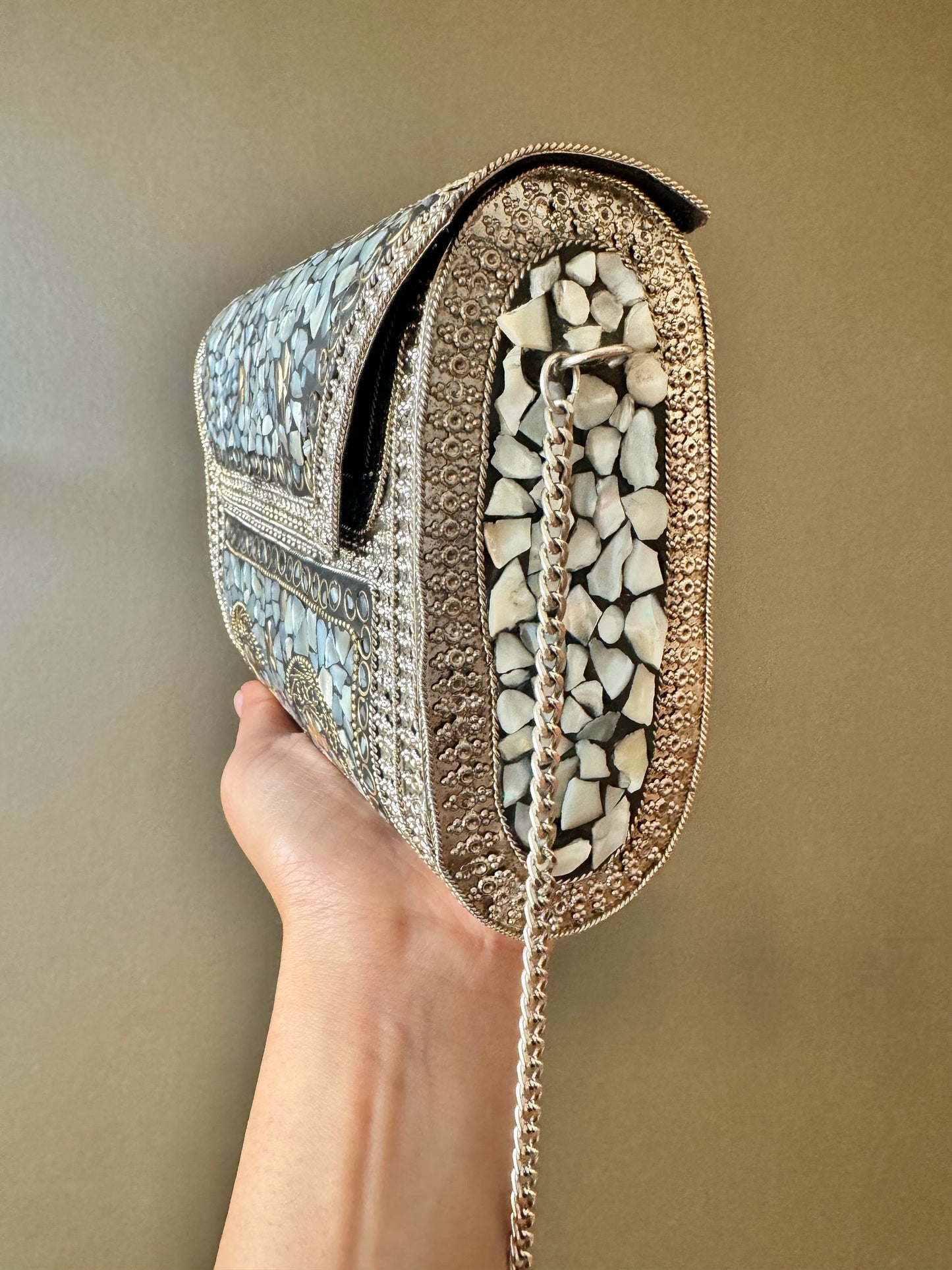 Mosaic Clutch, Antique Purse | Metal Clutch | Indian Handmade Sling Bag | Vintage Style Purse | Handmade Clutch, Ethnic, Fusion, Classy