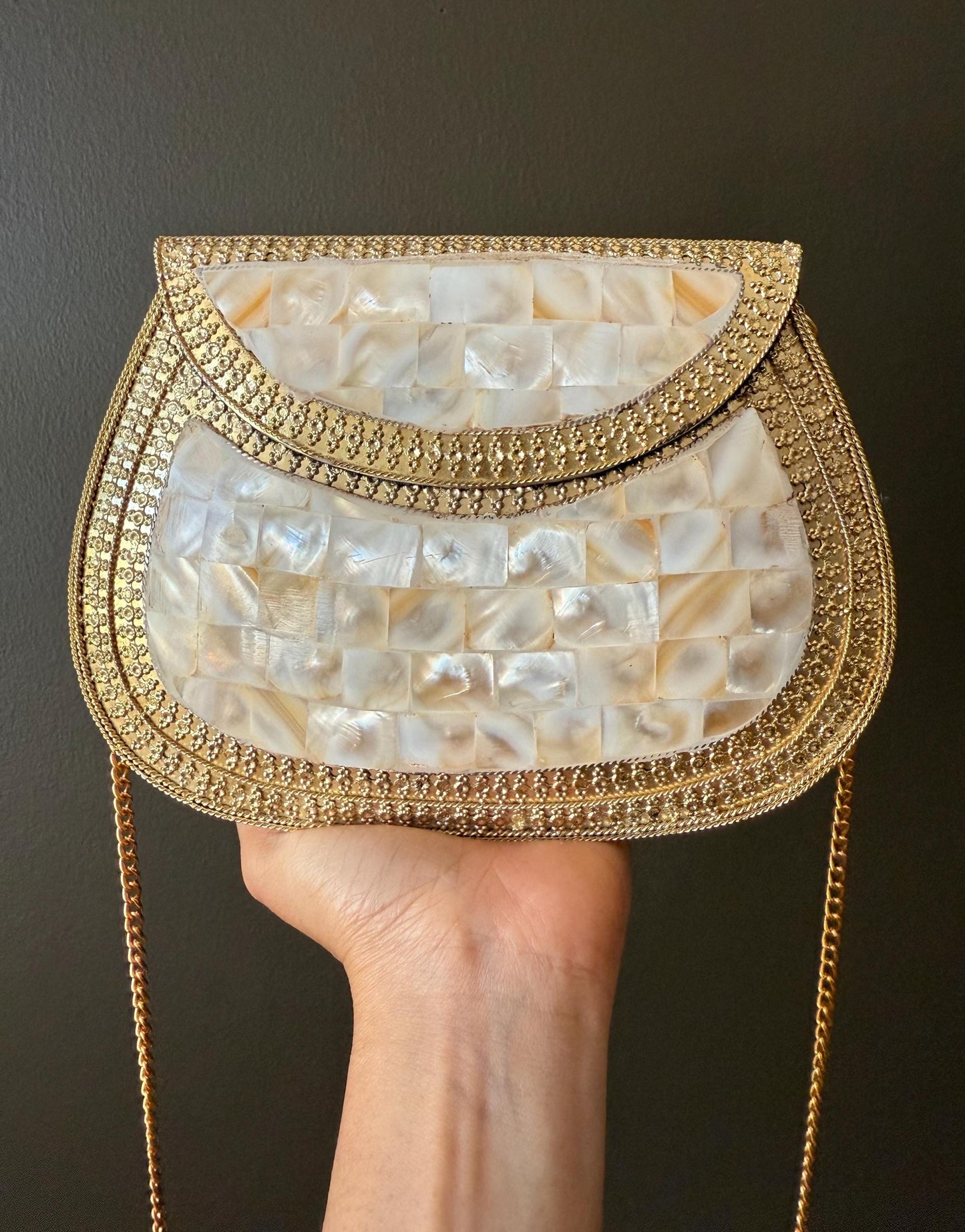 Mosaic Clutch Purse | Metal Clutch | Indian Handmade Sling Bag | Vintage Style Purse | Handmade Clutch |Evening Clutch, Golden Vintage Purse