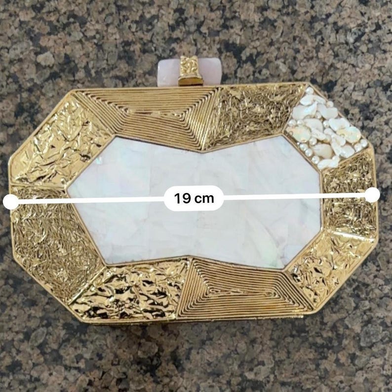 Mother-of-Pearl Geometric Evening Clutch
