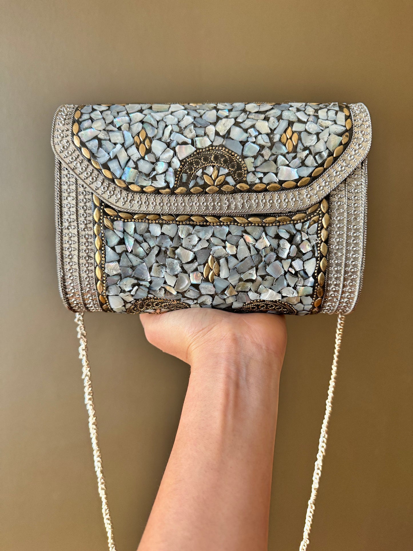 Mosaic Clutch, Antique Purse | Metal Clutch | Indian Handmade Sling Bag | Vintage Style Purse | Handmade Clutch, Ethnic, Fusion, Classy