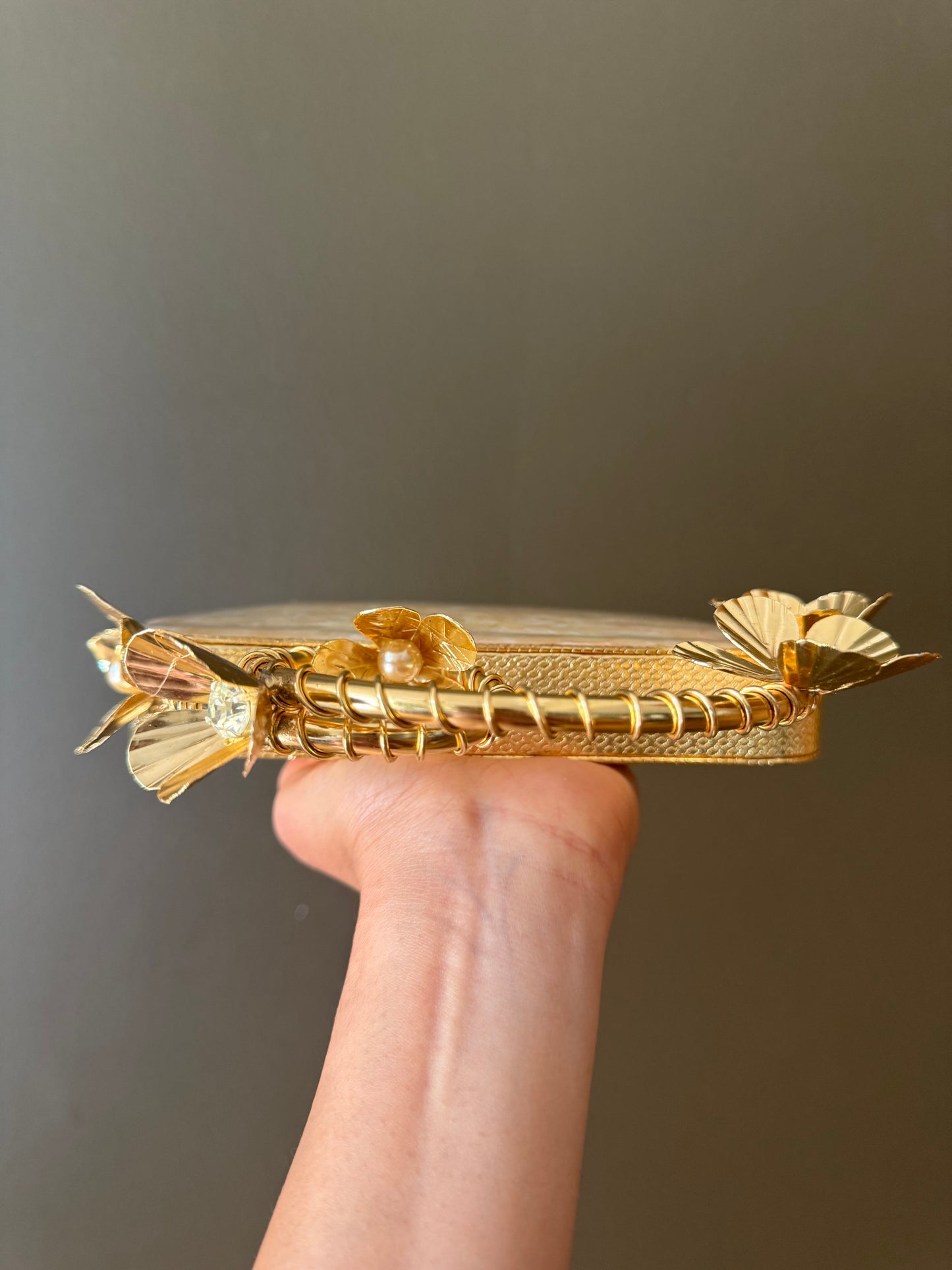 Floral Mother of Pearl & Brass Handle Clutch – Pearl & Shard