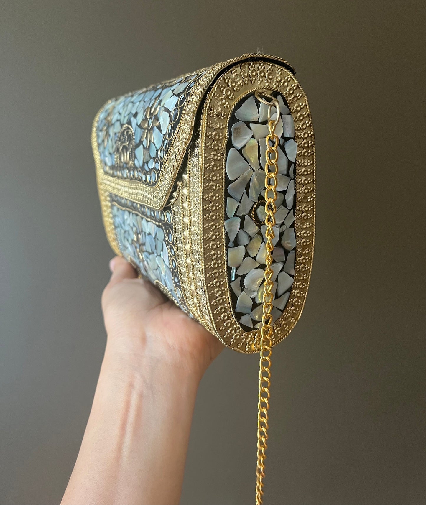 Mosaic Clutch, Antique Purse | Metal Clutch | Indian Handmade Sling Bag | Vintage Style Purse | Handmade Clutch, Ethnic, Fusion, Classy