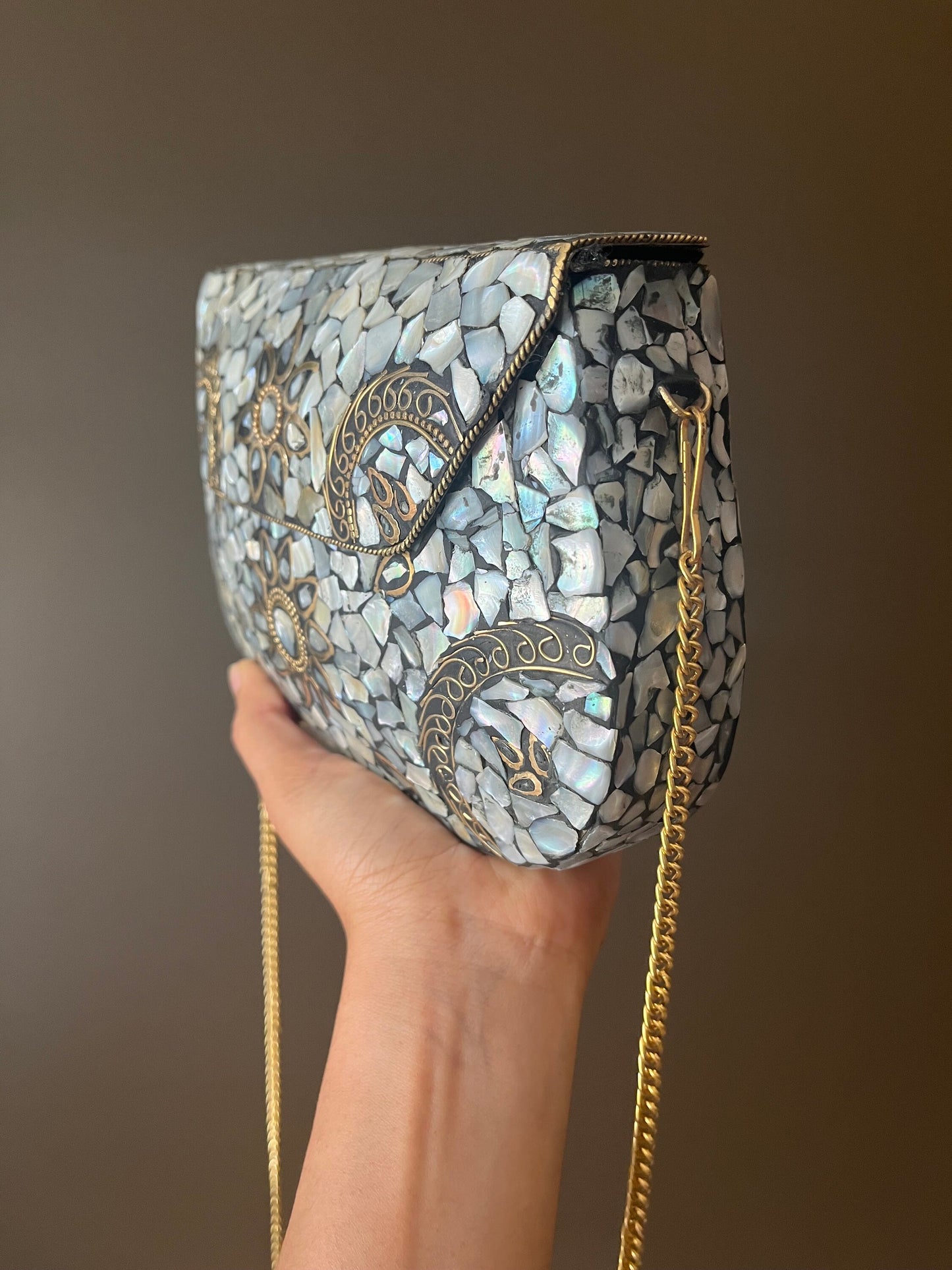 Mosaic Clutch Purse for Her | Metal Clutch | Indian Handmade Sling Bag | Vintage Style Purse | Handmade Clutch | Thanksgiving Gift for her