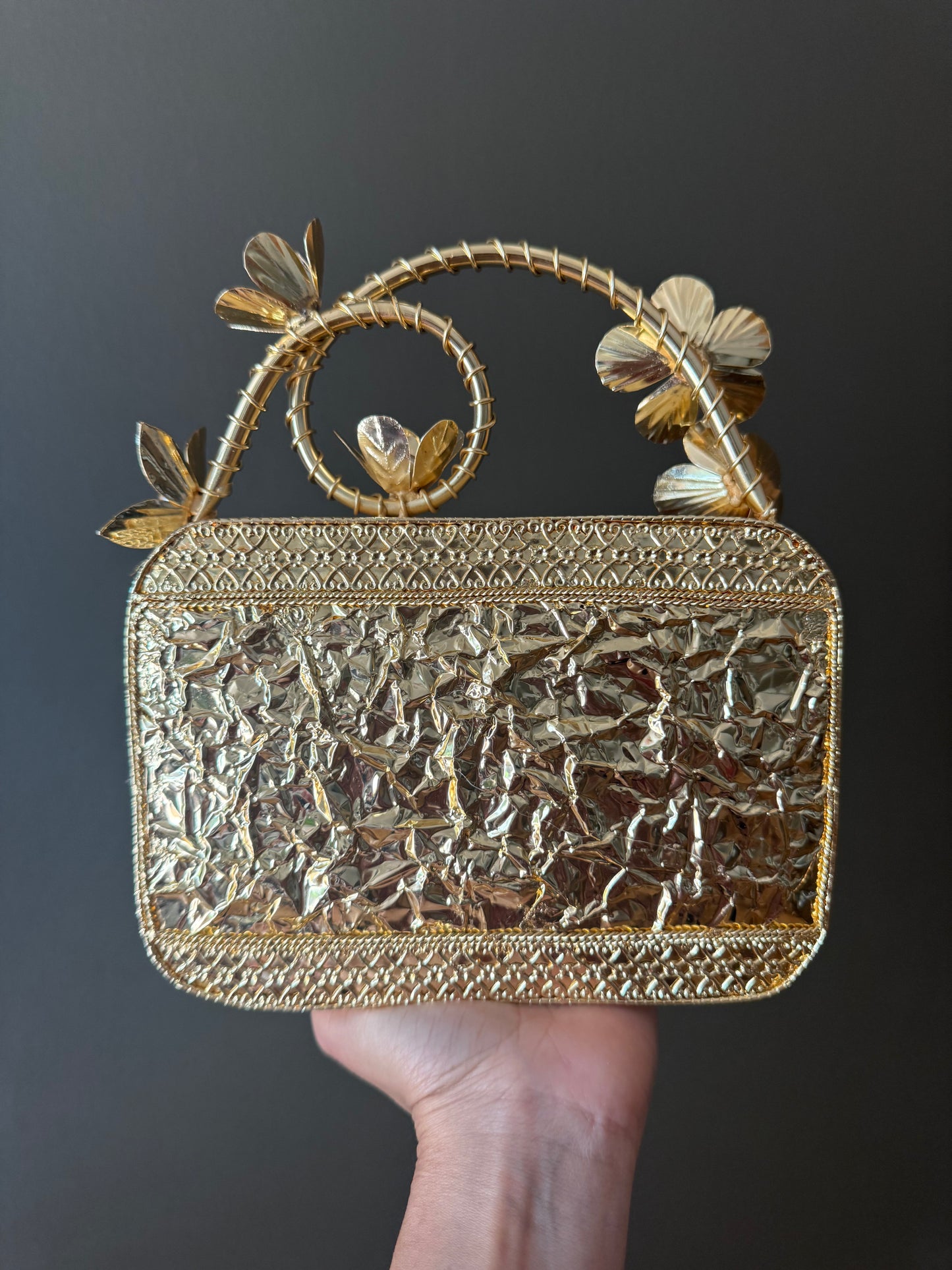 Floral Mother of Pearl & Brass Handle Clutch – Pearl & Shard