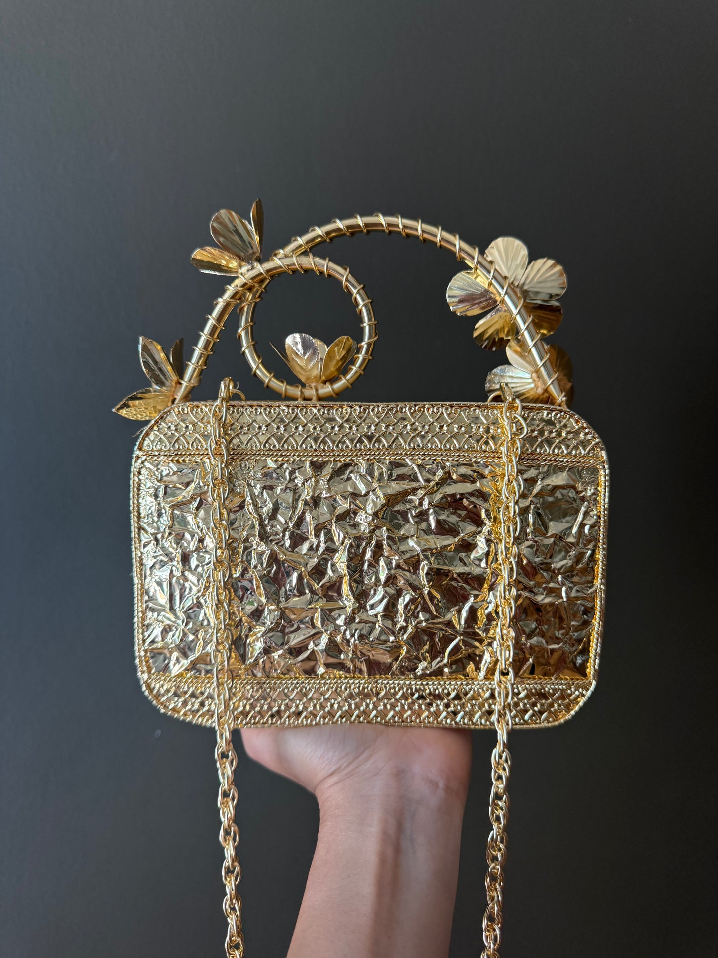 Floral Mother of Pearl & Brass Handle Clutch – Pearl & Shard