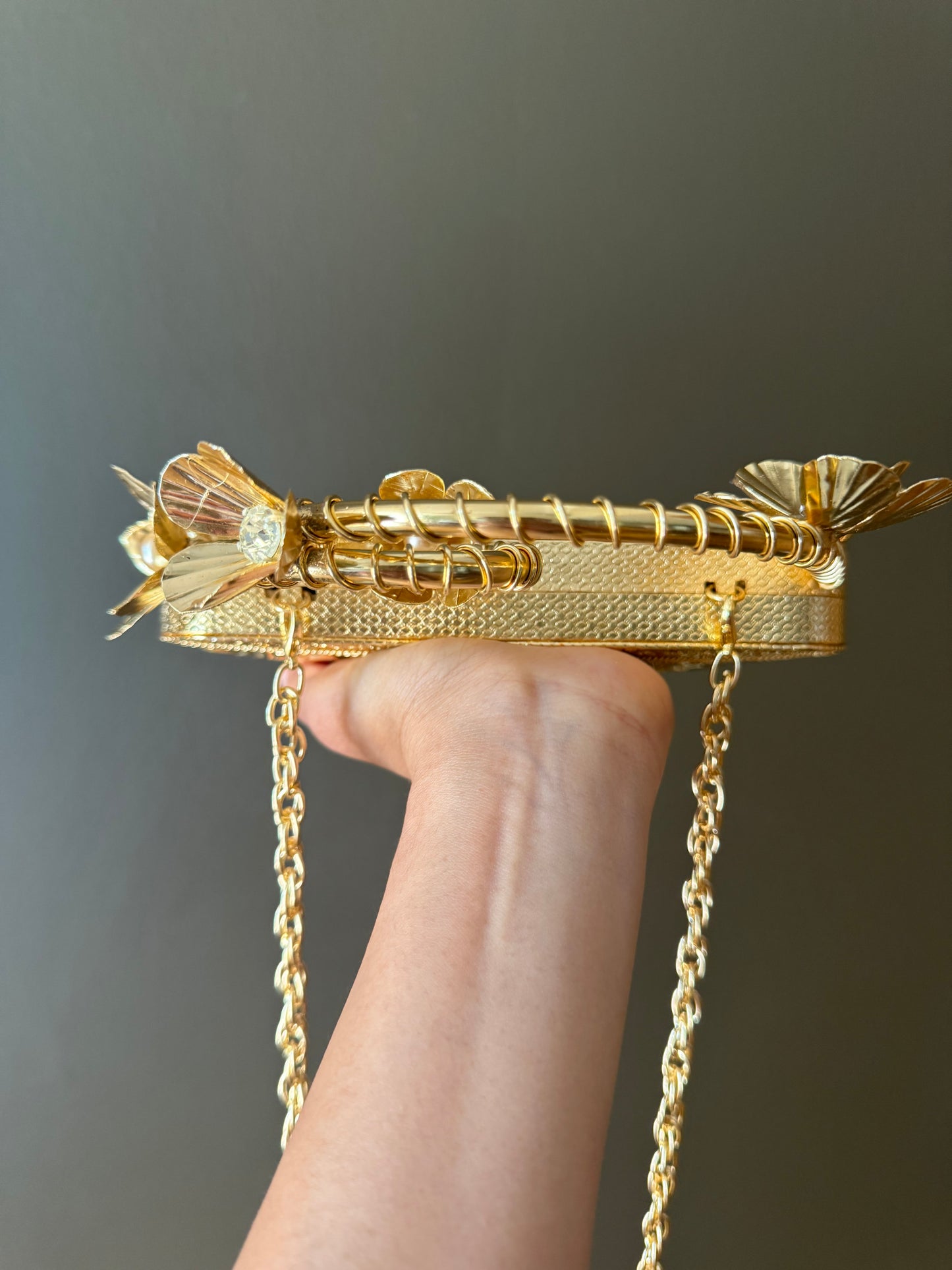 Floral Mother of Pearl & Brass Handle Clutch – Pearl & Shard