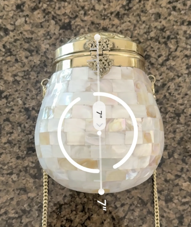 Handmade Mother of Pearl Clutch | Vintage-Inspired Brass & Shell Evening Bag | 7” Oval Bridal Purse | Artisan Statement Handbag. Wedding bag
