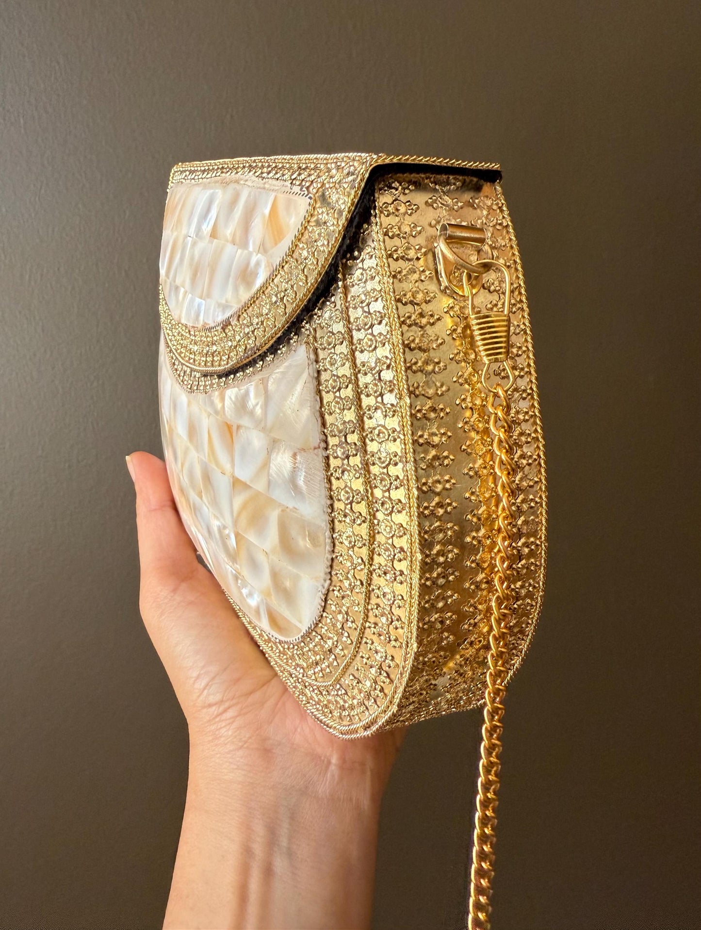 Mosaic Clutch Purse | Metal Clutch | Indian Handmade Sling Bag | Vintage Style Purse | Handmade Clutch |Evening Clutch, Golden Vintage Purse