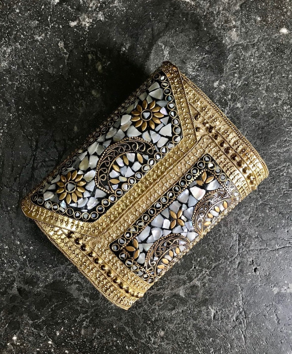 Mosaic Clutch, Antique Purse | Metal Clutch | Indian Handmade Sling Bag | Vintage Style Purse | Handmade Clutch, Ethnic, Fusion, Classy
