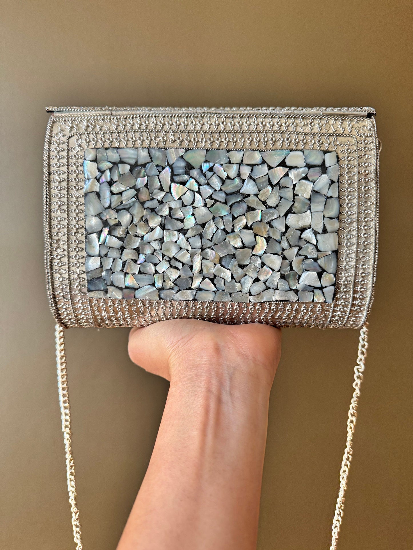 Mosaic Clutch, Antique Purse | Metal Clutch | Indian Handmade Sling Bag | Vintage Style Purse | Handmade Clutch, Ethnic, Fusion, Classy