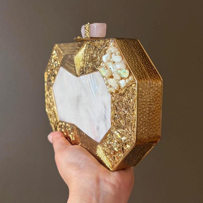 Mother-of-Pearl Geometric Evening Clutch
