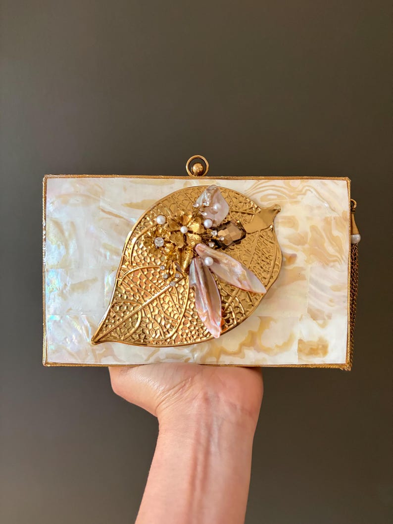 Mother-of-Pearl Floral Evening Clutch