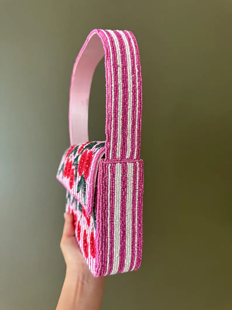 Cherry Blossom Beaded Shoulder Bag