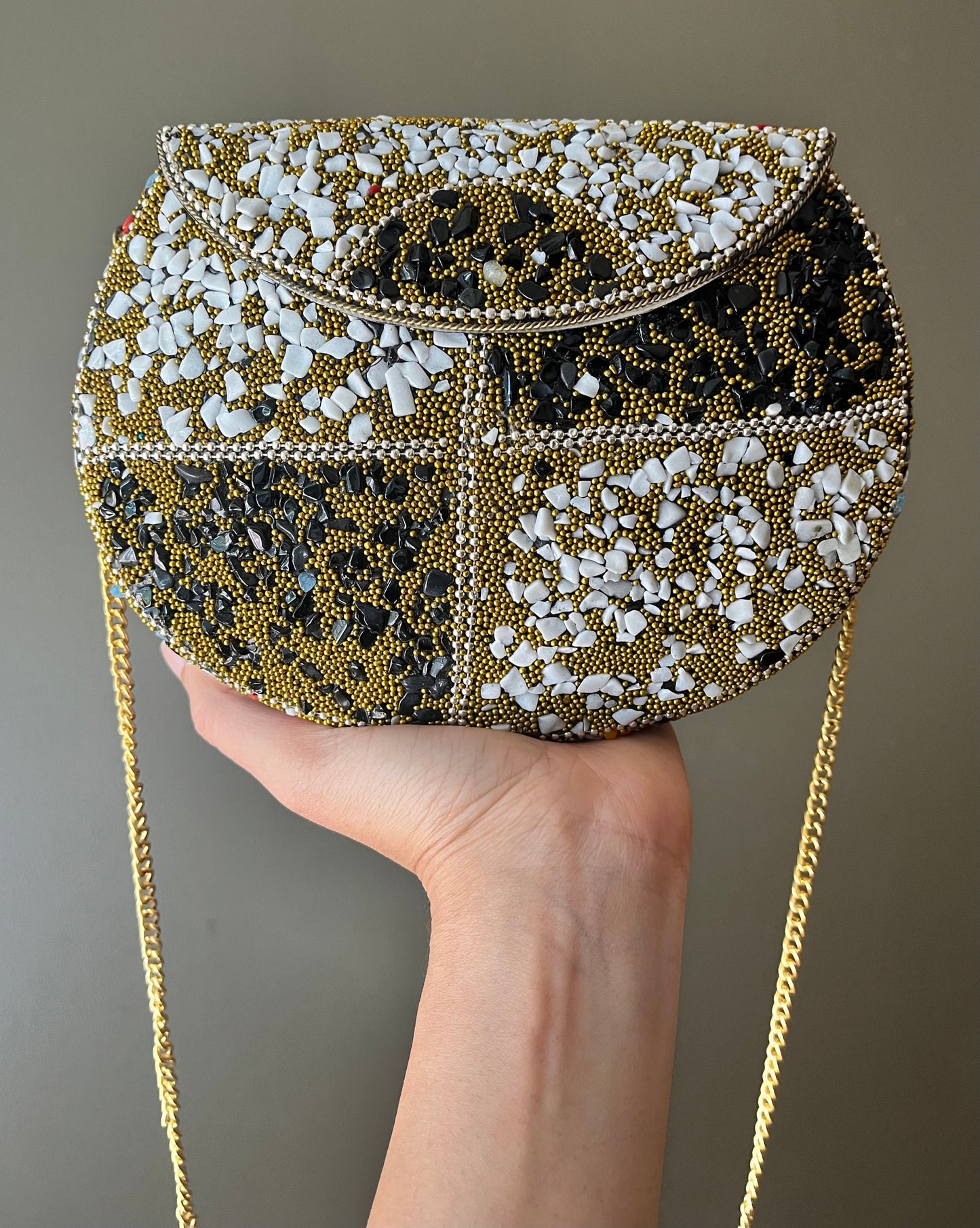 Timeless Elegance: Handmade Mosaic Clutch Purse with Stonework  - Colorful stonework bag | Unique Indian Sling Bag - A Special Gift for Her