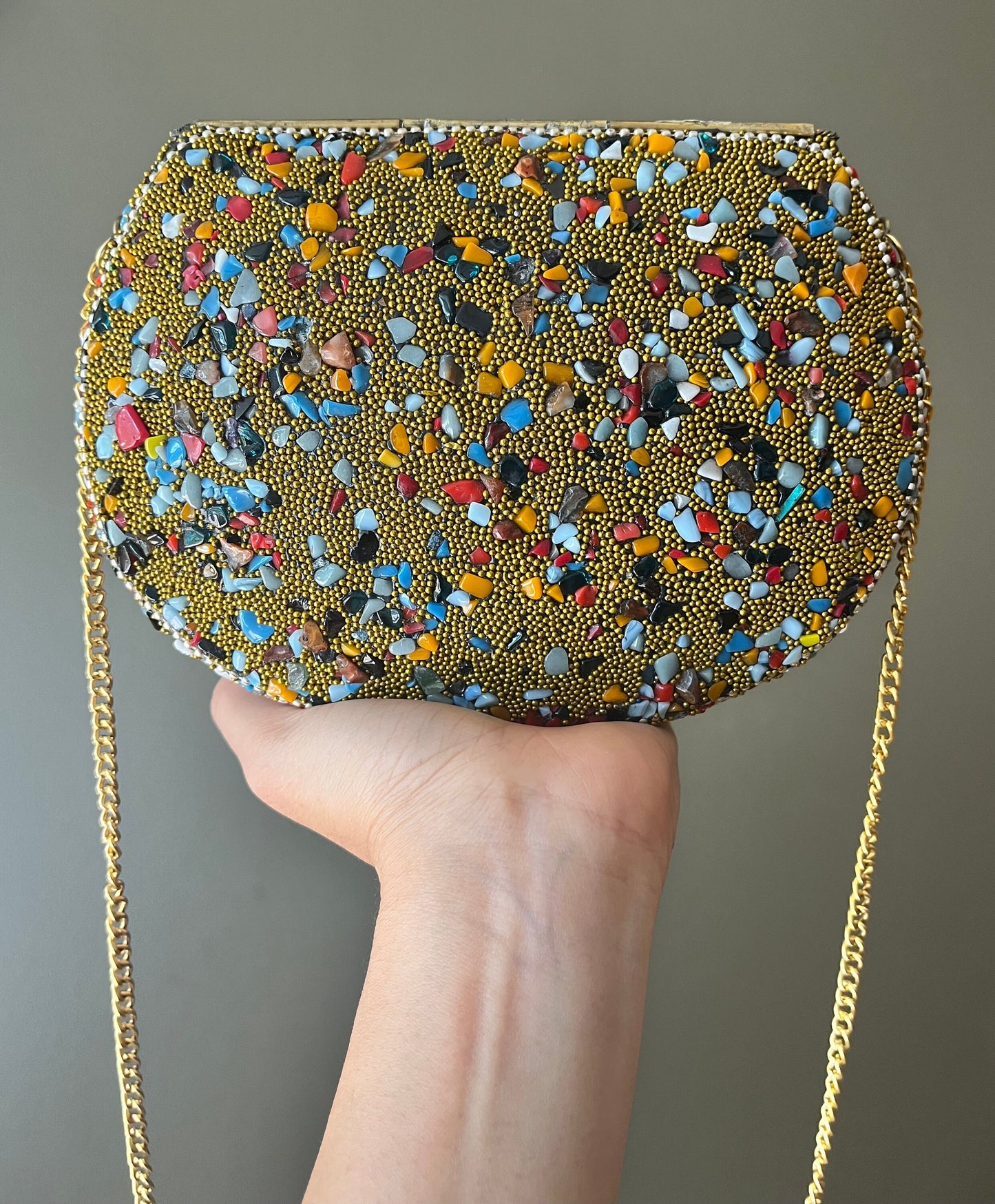 Timeless Elegance: Handmade Mosaic Clutch Purse with Stonework  - Colorful stonework bag | Unique Indian Sling Bag - A Special Gift for Her