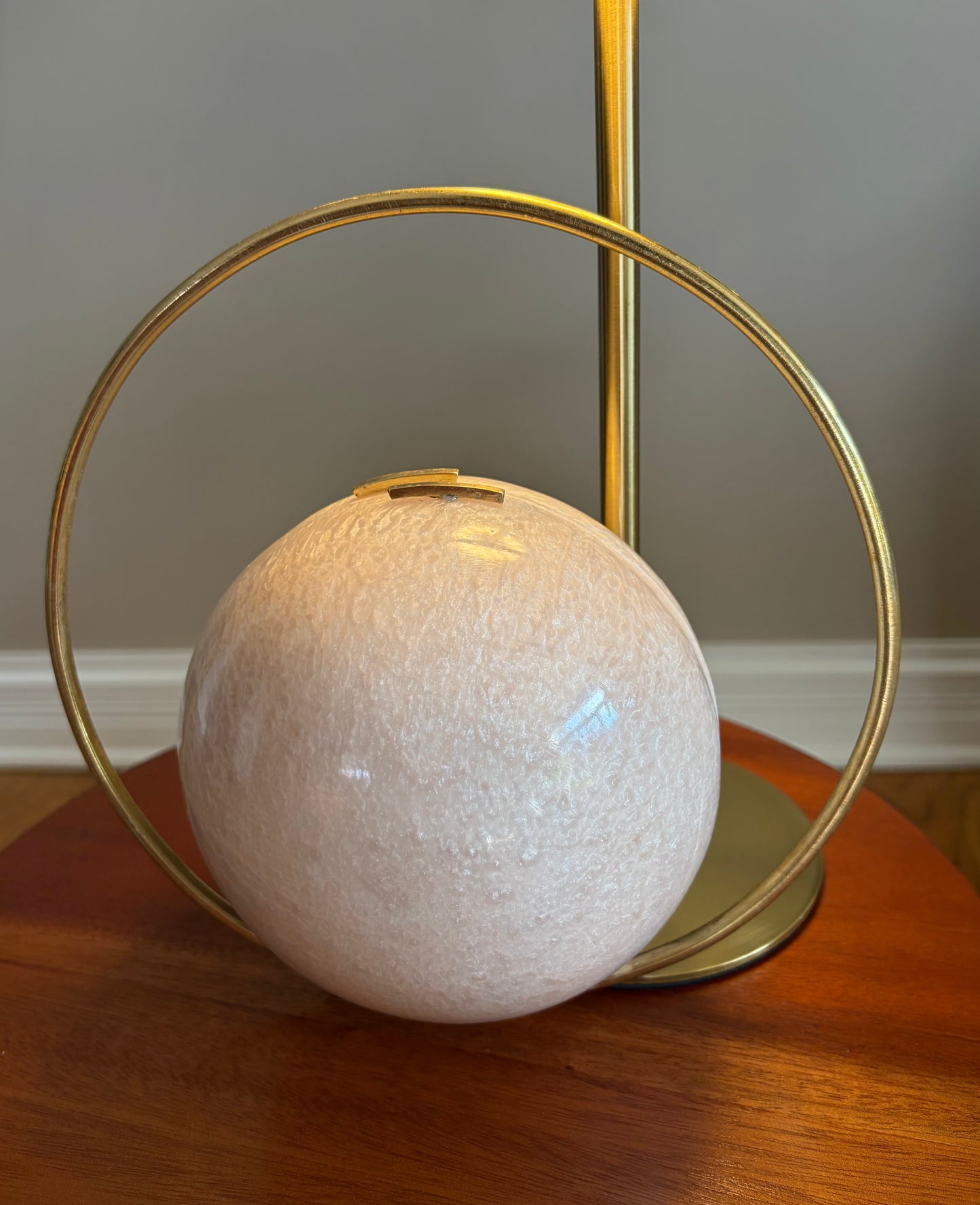 Handmade Mother of Pearl Orb Clutch | Gold Ring Handle Evening Bag