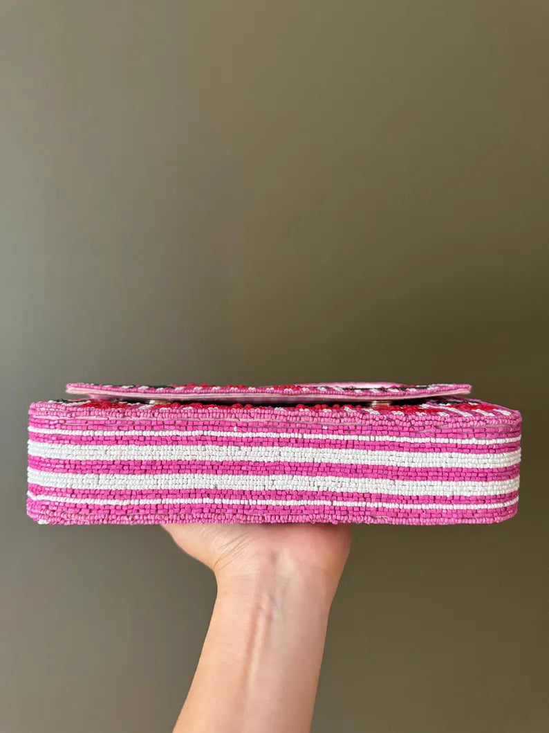 Cherry Blossom Beaded Shoulder Bag