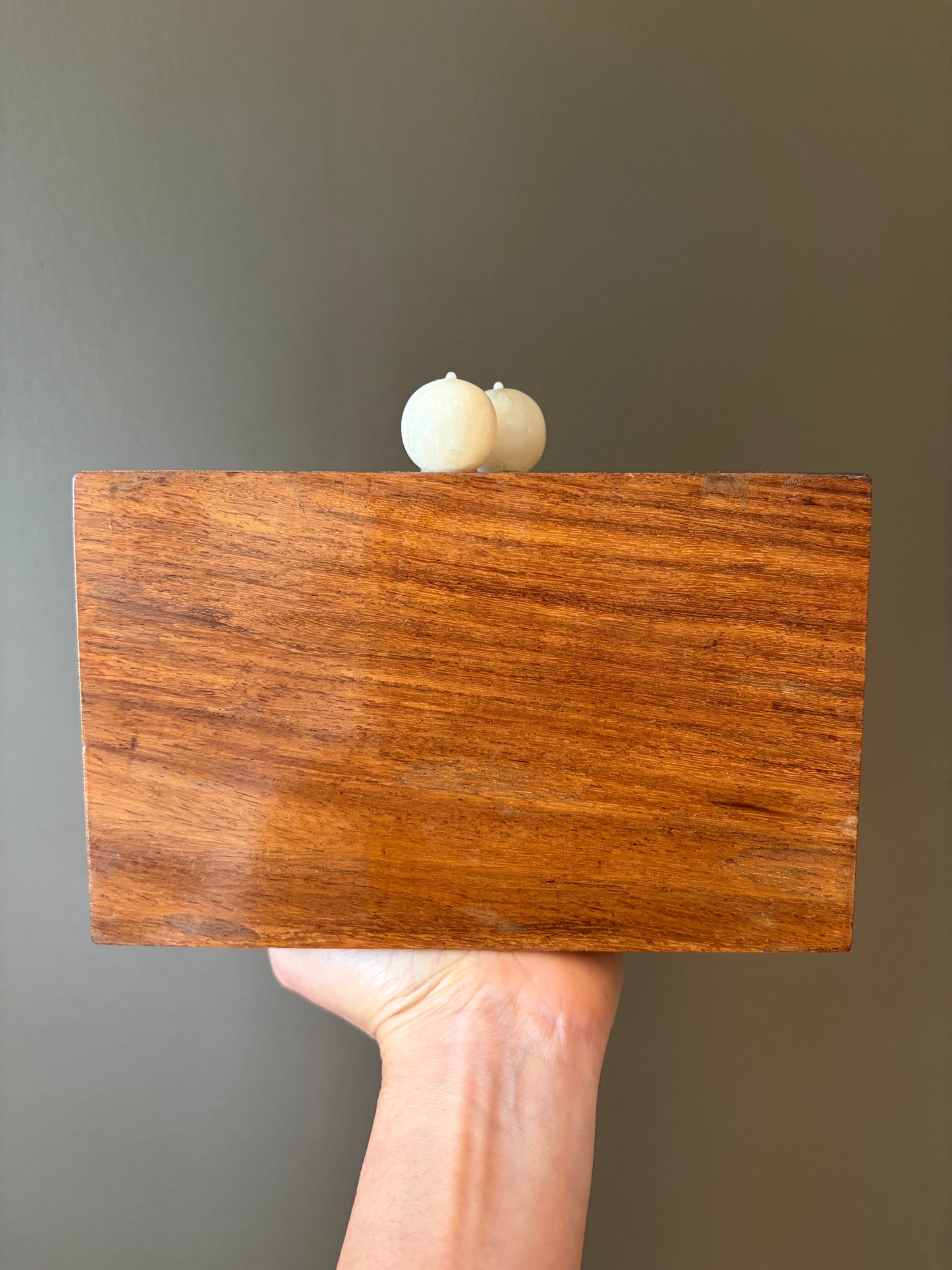 Handcrafted Wooden Mother of Pearl Clutch | Geometric Inlay Box Purse | Luxury Evening Bag with Gold Chain