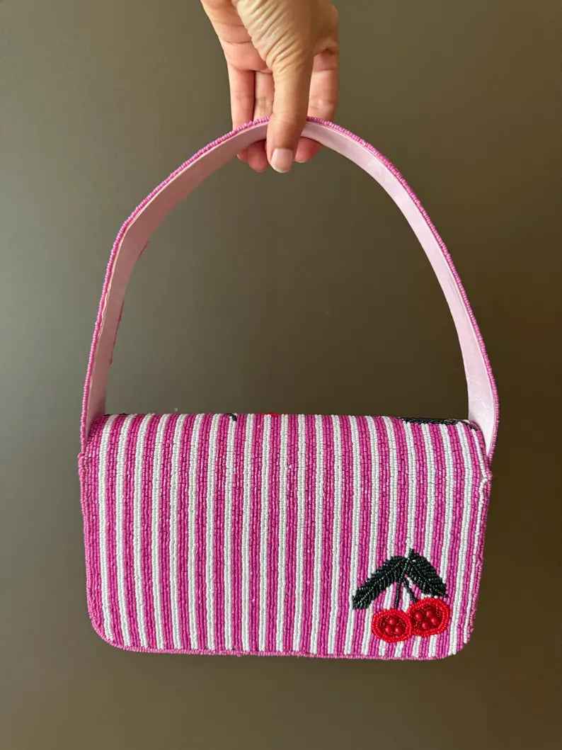 Cherry Blossom Beaded Shoulder Bag