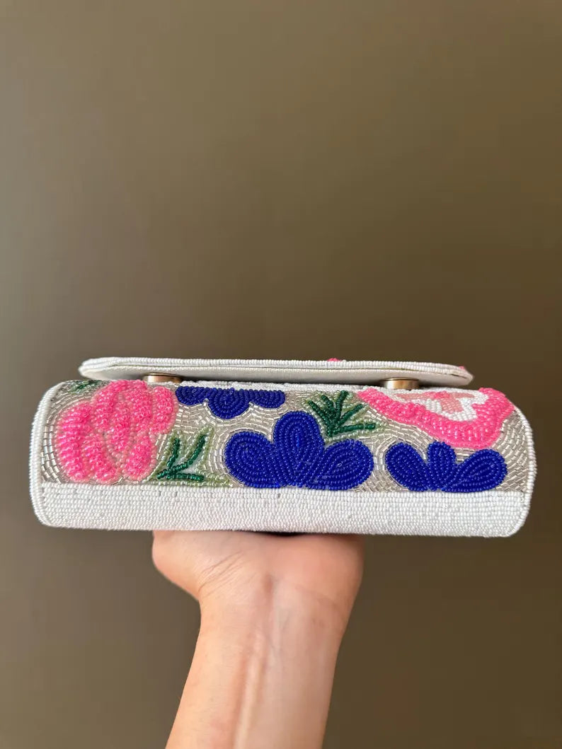 Flora Beaded Mini Bag – Ivory Floral Edition
