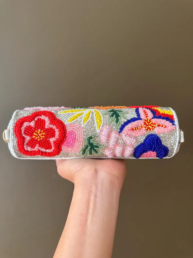 Flora Beaded Mini Bag – Ivory Floral Edition
