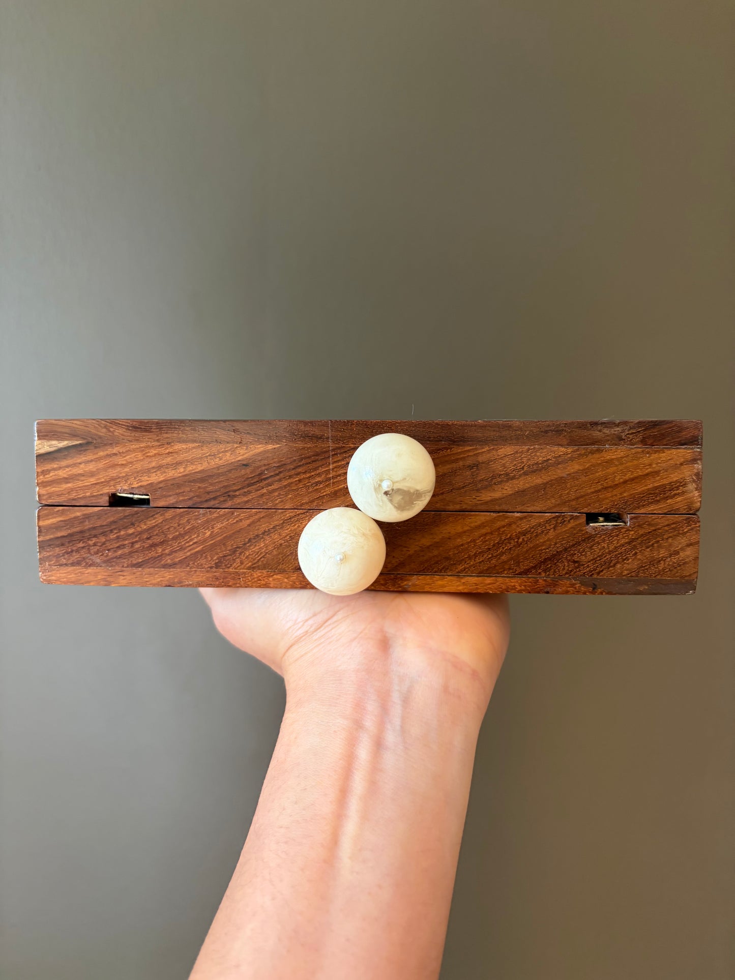 Handcrafted Wooden Mother of Pearl Clutch | Geometric Inlay Box Purse | Luxury Evening Bag with Gold Chain