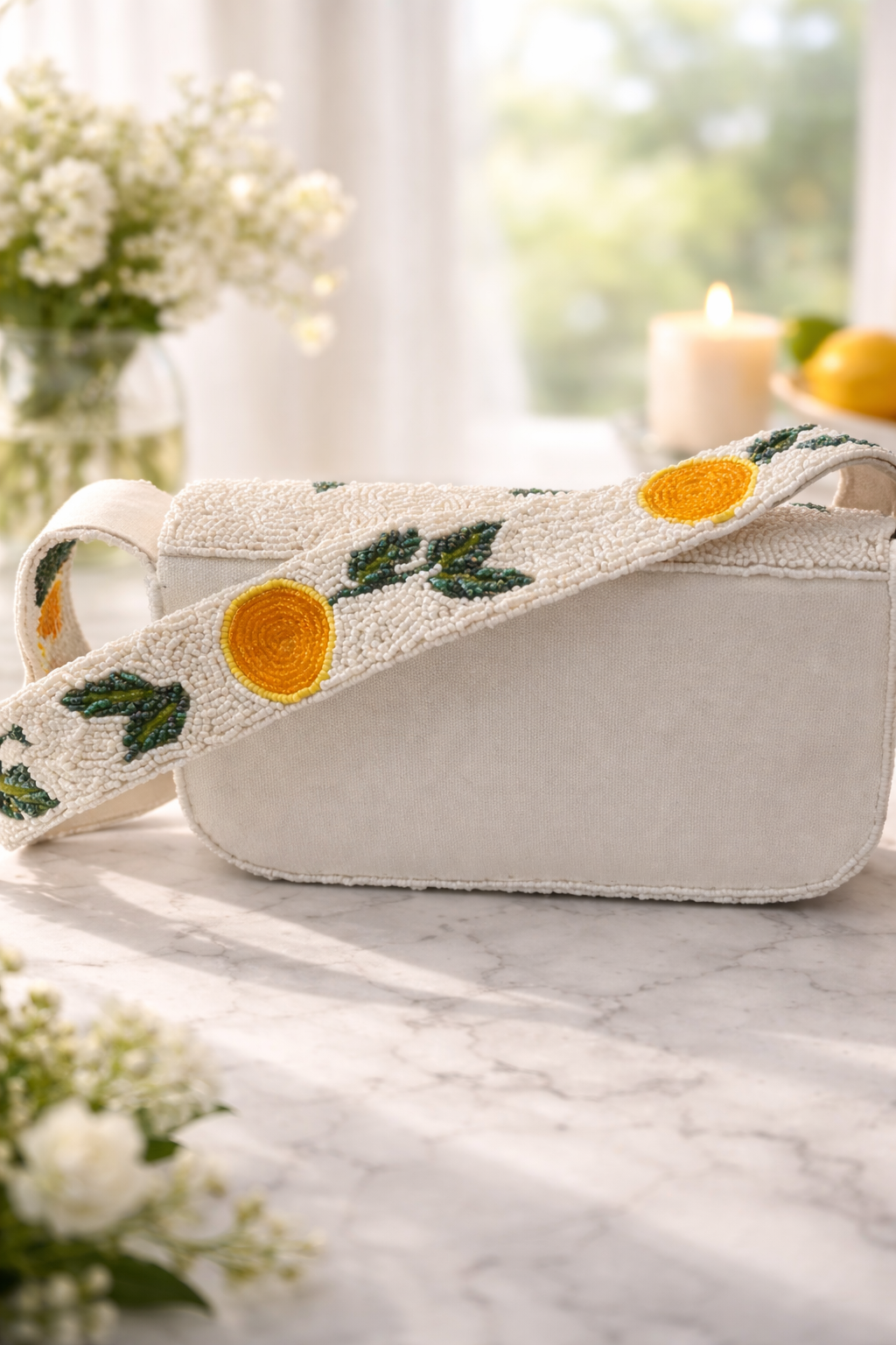 Beaded Orange Clutch Bag, Citrus Embroidered Handbag, Summer Statement Purse, Handmade Fruit Evening Bag, Vacation Resort Shoulder Bag