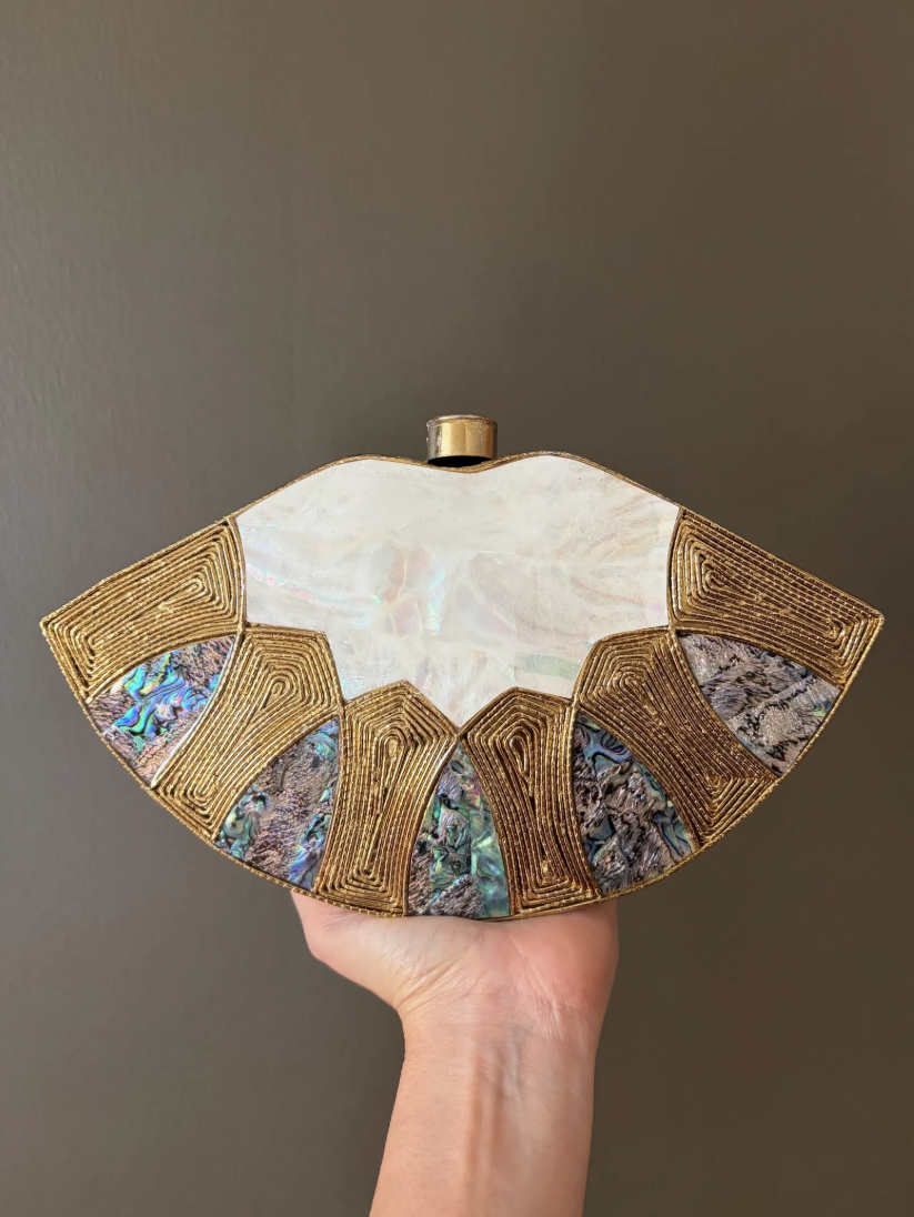 Blue Abalone & Mother-of-Pearl Art Deco Clutch