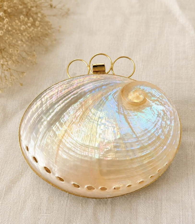 Mother-of-Pearl Seashell Clutch