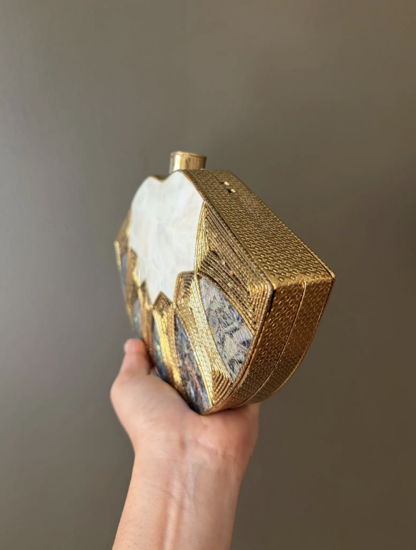 Blue Abalone & Mother-of-Pearl Art Deco Clutch