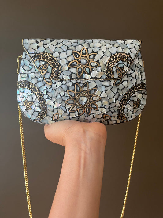 Mosaic Clutch Purse for Her | Metal Clutch | Indian Handmade Sling Bag | Vintage Style Purse | Handmade Clutch | Thanksgiving Gift for her